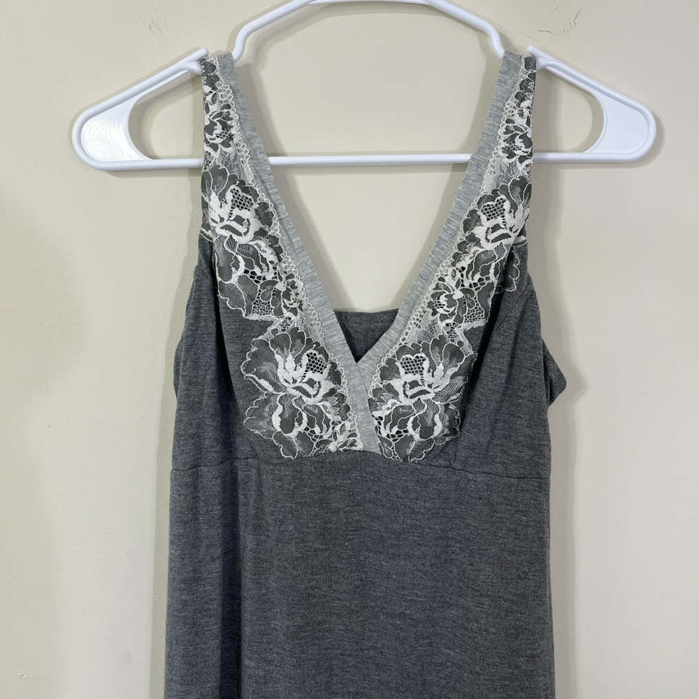 Soma Gray and White Lace Sleep Tank Top - Picture 2 of 9